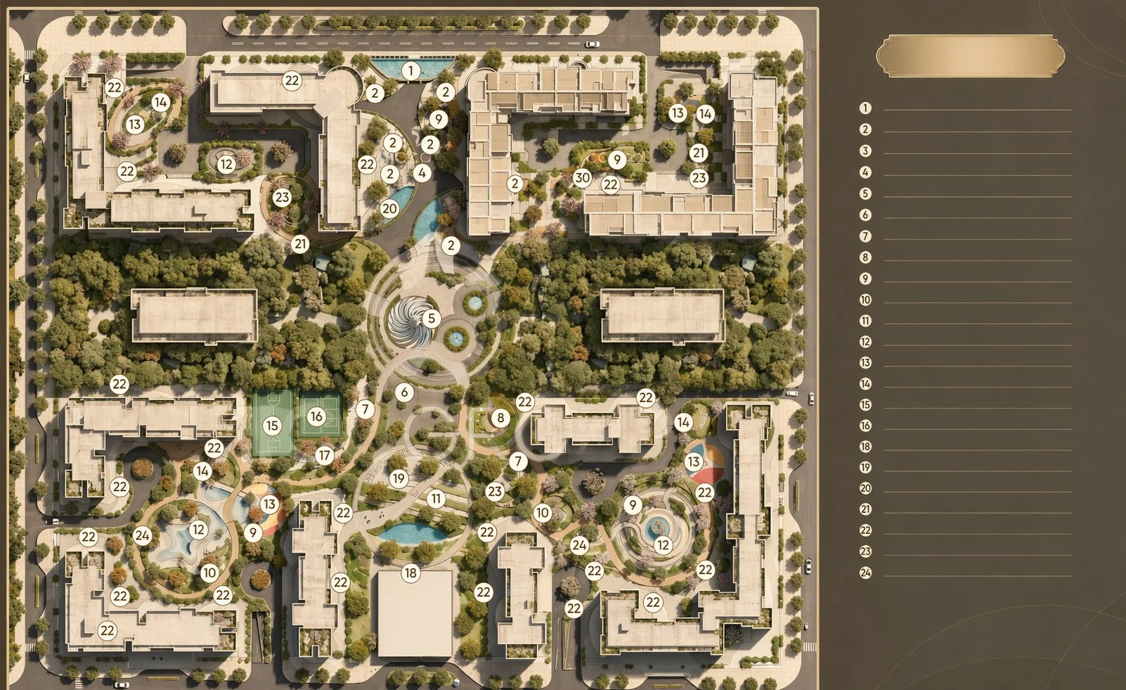 Mặt bằng tổng thể HHA, HHB, trường học và 24 hạng mục tiện ích